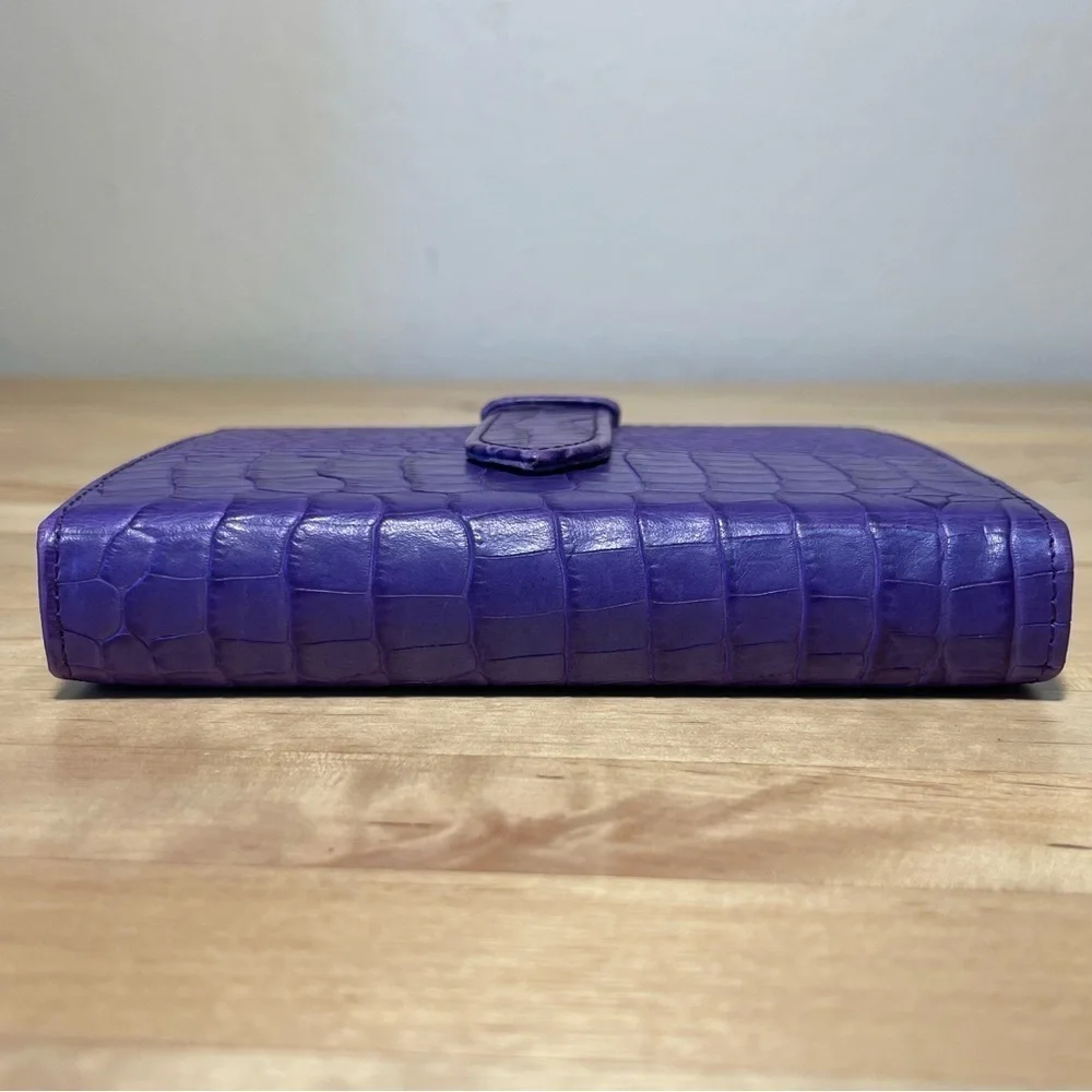 Smythson of Bond Street Bijou Organizer | Mara Purple Crocodile-Embossed Leather